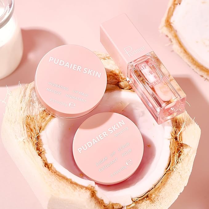 3Pcs Lip Care Set, Exfoliator Lip Sugar Scrub, Lip Mask and Plumping Lip Oil, Effectively Moisturizes Lip Clear, Repairs Dry Lips