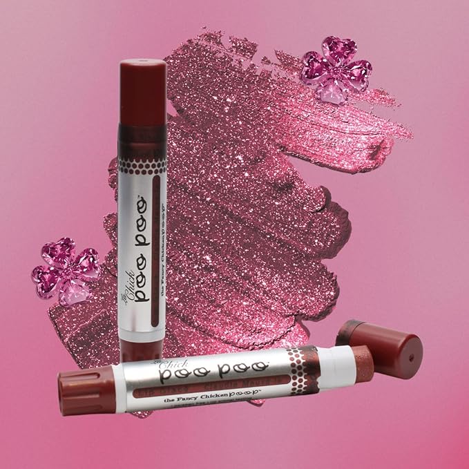 100% Natural Moisturizing Lip Gloss, La Chick Poo Poo Lip Shimmer with Mineral Coloring, Combo (Mauve, Nude, Pink), 3-Tubes