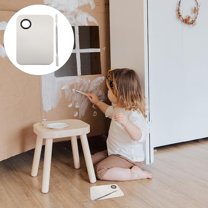 FOMIYES Makeup Palette, Makeup Mixing Palette, Stainless Steel Cosmetic Mixing Tray with Spatula Makeup Artist Tool for Mixing Foundation Nail-Art