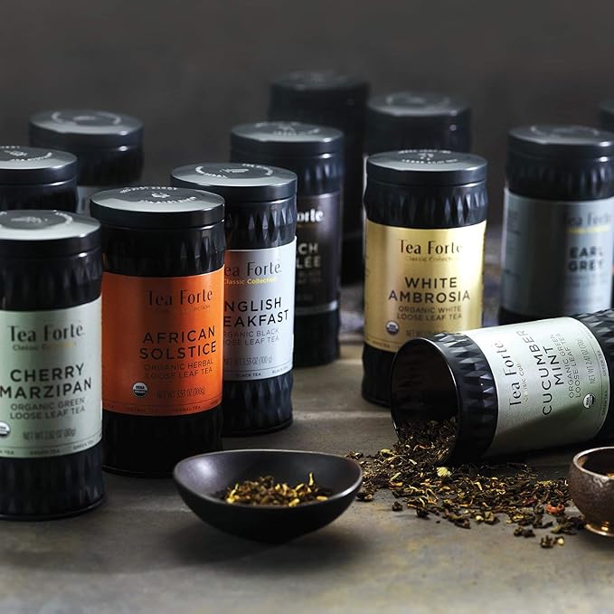 Tea Forte Wildberry Hibiscus Premium Organic Loose Leaf Caffeine-Free Herbal Tea Blend Canister, Makes 35-50 Cups