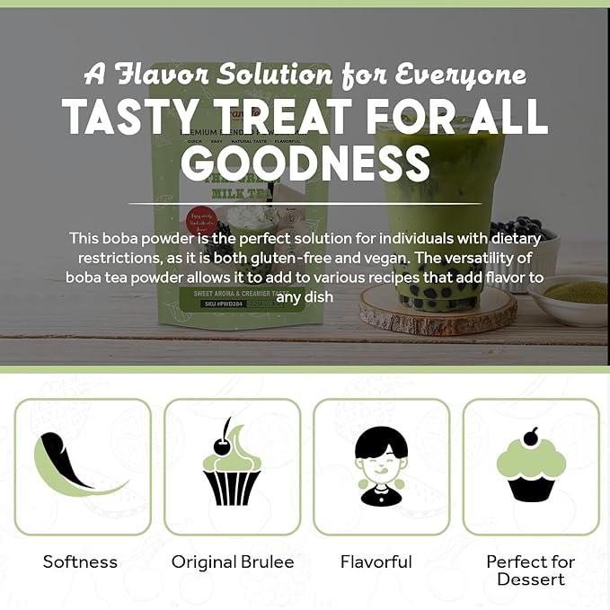 Fanale Premium Thai Green Bubble Tea Flavoring Powder for Boba Tea| Perfect for Baking, Smoothies, Desserts and Drinks | Instant Boba Bubble Tea Powder for Milk Tea - 2.2 Pounds (Pack of 20)