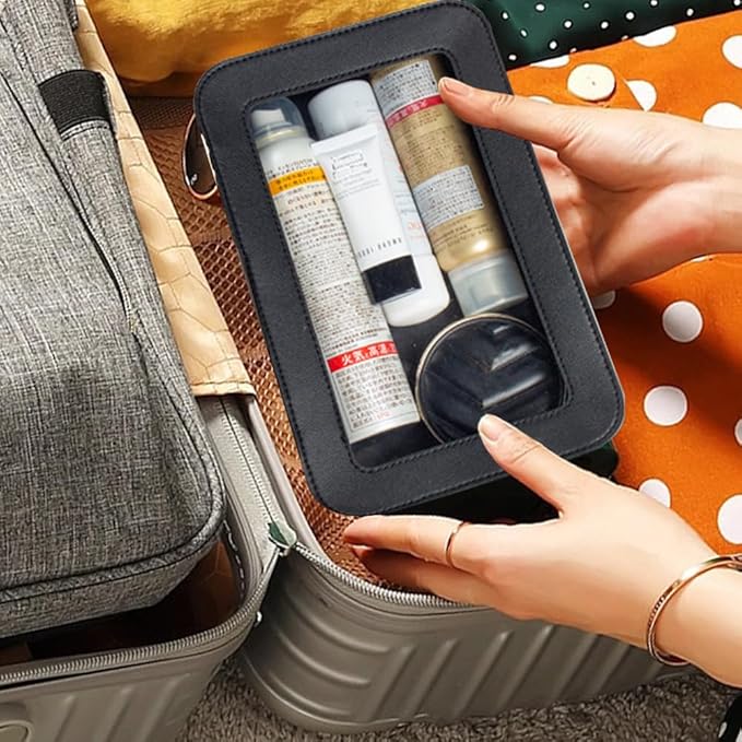 Clear Makeup Bag Small, TSA Approved Portable Toiletry Bag with Zipper Cosmetic Travel Bag Makeup Organizer Case Mini Makeup Pouch for Purse Car Organizer Bag for Women Men