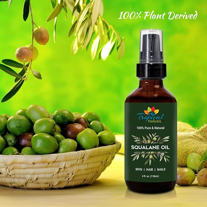 100% Squalane Oil - Pure Plant Derived Vegan All Body Moisturizing Serum (4oz / 118mL) - Ideal Squalane Oil for Face, Body, Hair & Nails