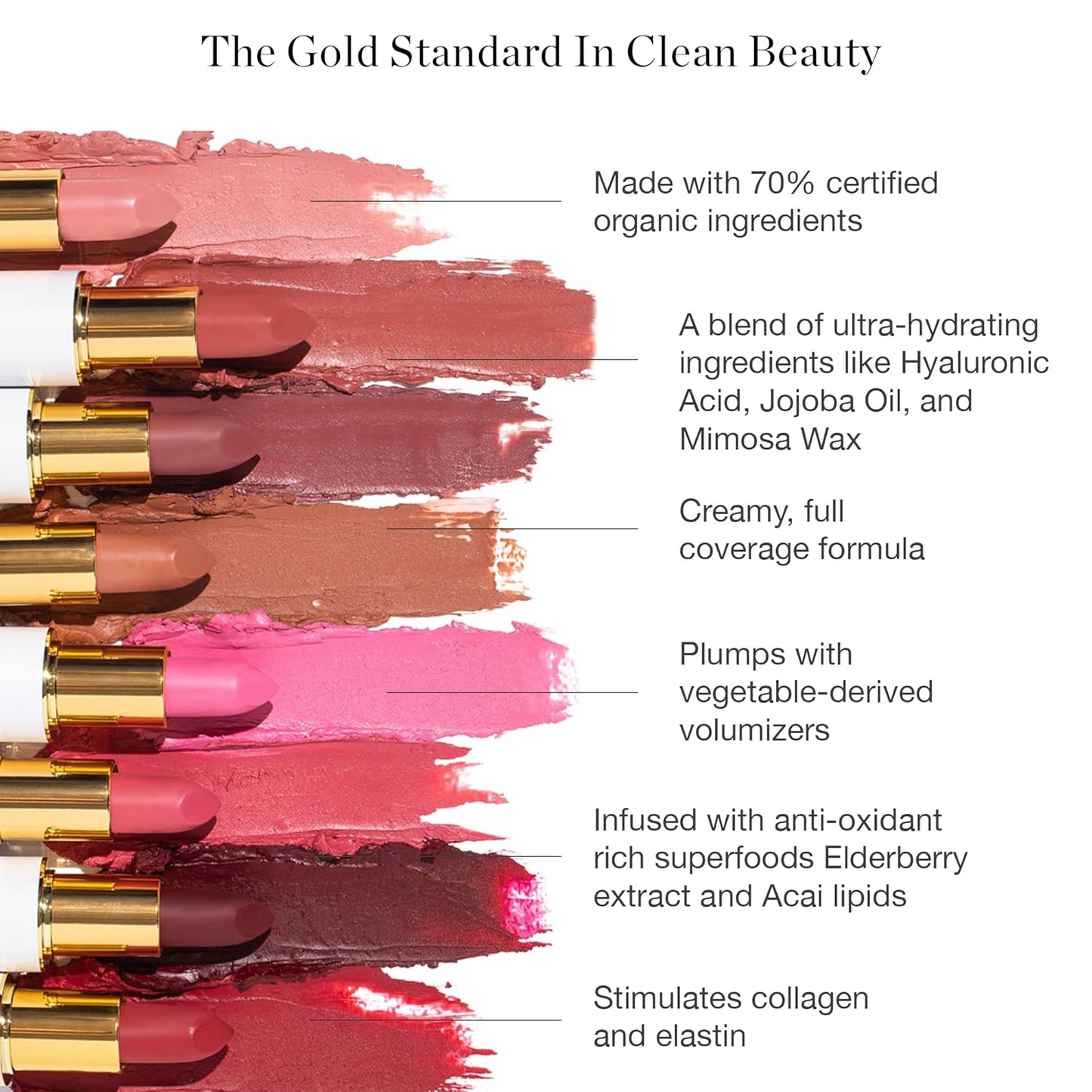 Ogee Full Bloom Sculpted Lipstick (Bacarra - Deep Wine) - Long Lasting Organic Lipstick with Jojoba Oil & Micro Hyaluronic Acid - 70% Organic Ingredients & Made in USA