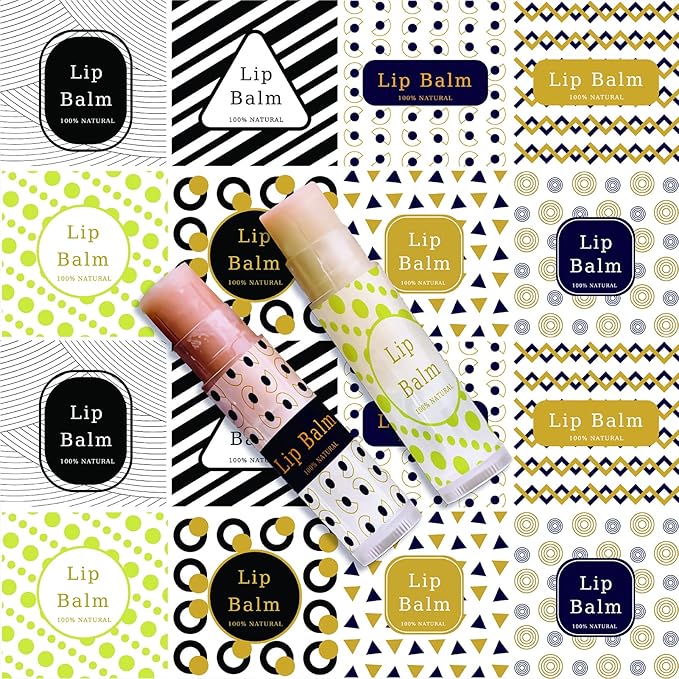 CRASPIRE Lip Balm Labels 80pcs Homemade Lip Balm Labels 2” Clear Lip Balm Labels for Tubes Printable Waterproof Lip Balm Stickers Labels for Lip Balm Handcream Candle Container(Geometry)