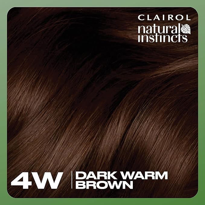 Clairol Natural Instincts Demi-Permanent Hair Dye, 4W Dark Warm Brown Hair Color, Pack of 3