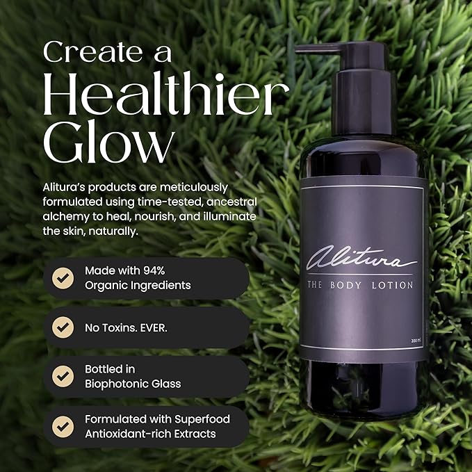 Alitura Naturals Organic Face & Body Lotion – Anti-Aging Moisturizer with Olive Oil & Acai Butter – Hydrating Cream for Dry, Sensitive & Aging Skin – For Men & Women – 200ml
