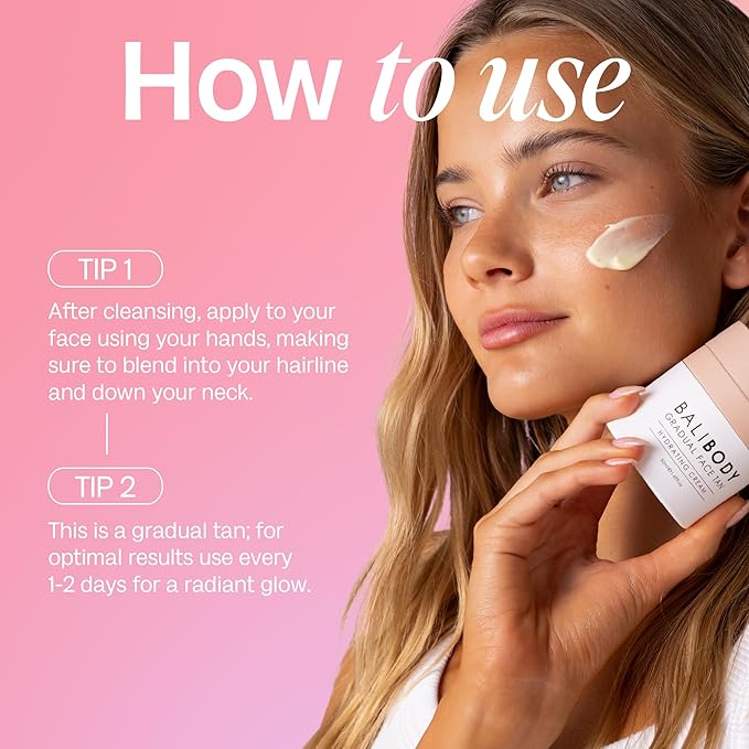Bali Body Gradual Face Tan | Daily Facial Moisturizer for Natural Looking Gradual Bronze Glow | Anti-Aging, Hydrating Cream for All Skin Types | Vegan, Cruelty Free, Australian Made (50 ml/1.69 fl oz)