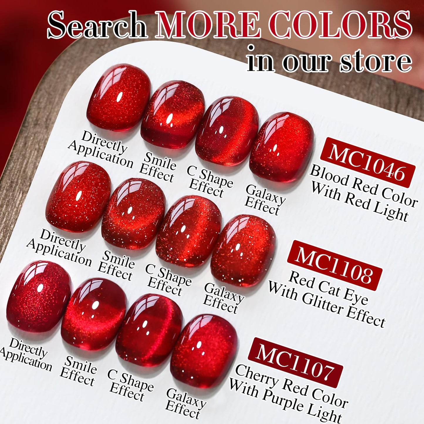 Double Rhythm 15ML Ice Glass Cat Eye Gel Polish with Magnet Holographic Glitter Shimmer Translucent Sheer Color Salon Soak Off Magnetic Nail at Home (Red Glitter-MC1108)