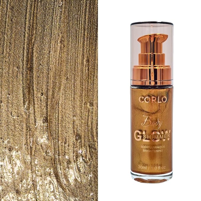 Body Shimmer Oil Liquid Illuminator Highlighter Waterproof Long Lasting Moisturizing Bronze Luminizer Glow For Face (Glistening Bronze, Body Oil)