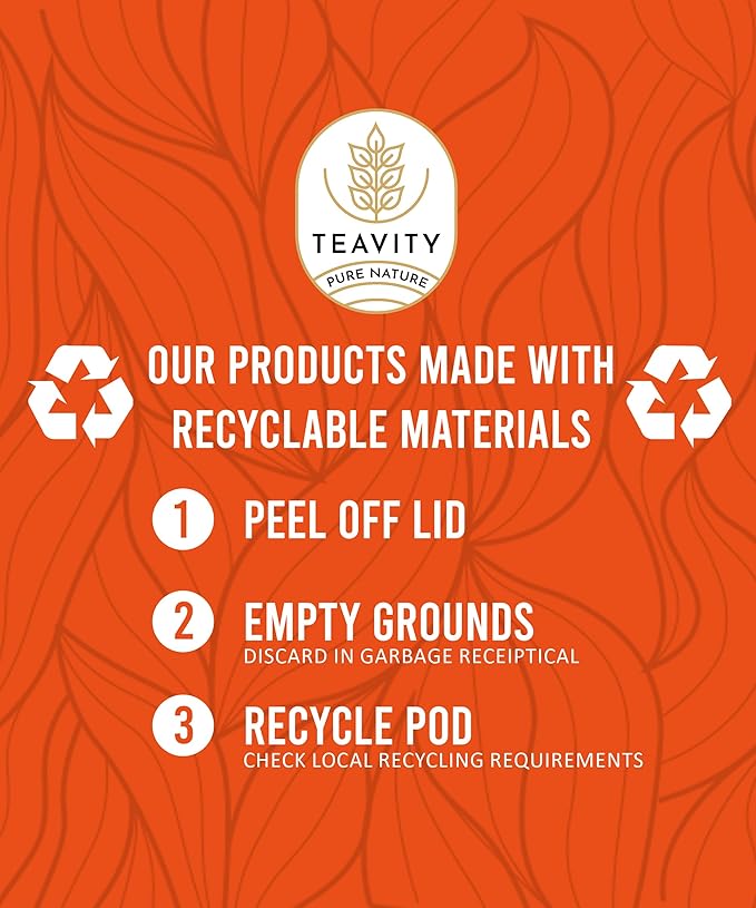 TEAVITY Organic Coconut Island Tea Pods | Recyclable Single-Serve Tea Pods Compatible with Keurig K-Cup 2.0 Brewers | Certified USDA Organic | 36 Count (Pack of 1)
