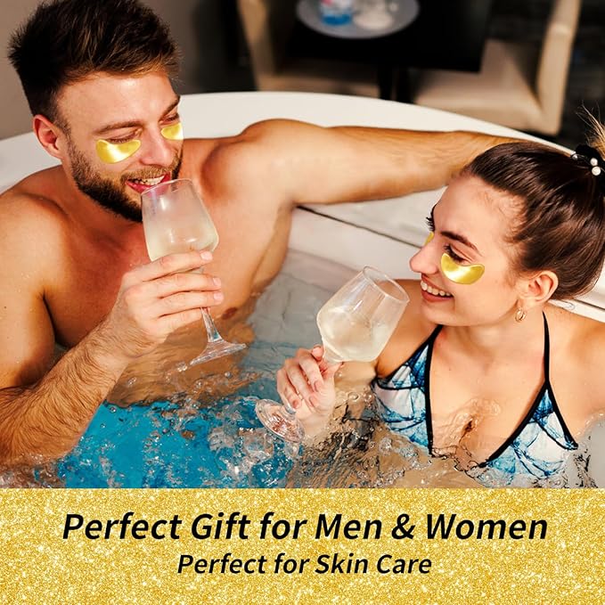 Eye Gel Pads - 24 Pairs Golden Under Eye Patches with Collagen & Hyaluronic Acid, Anti-Aging Eye Mask for Puffiness, Dark Circles & Wrinkles, Relieve, Refreshing & Revitalize Skin