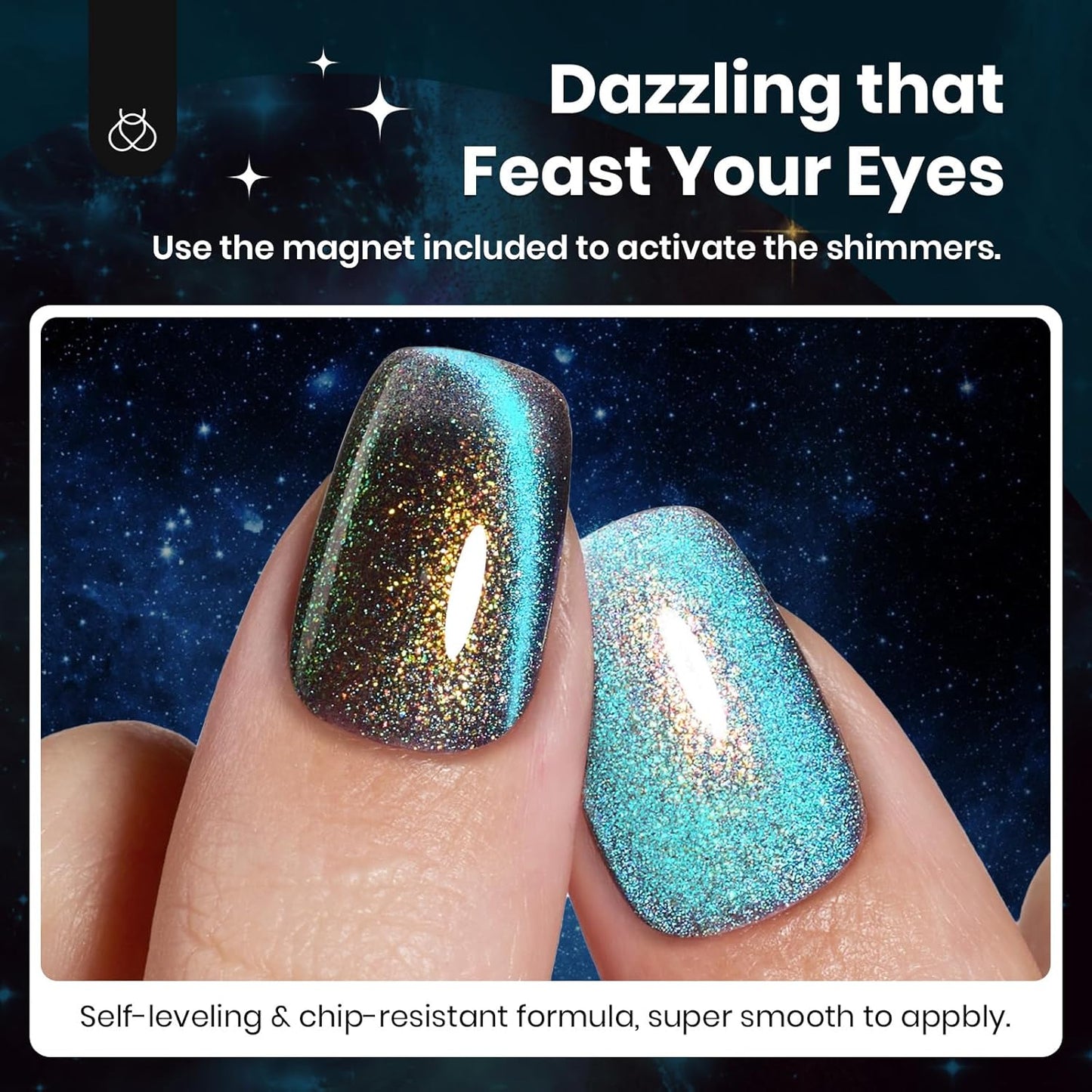 Beetles Cat Eye Gel Polish, 15ML Blue Purple Cat Eye 9D Holographic Glitter Magnetic Gel Nail Polish Rainbow Color Soak Off UV Mermaid Tears Series French Nail Art Manicure Gift for Women