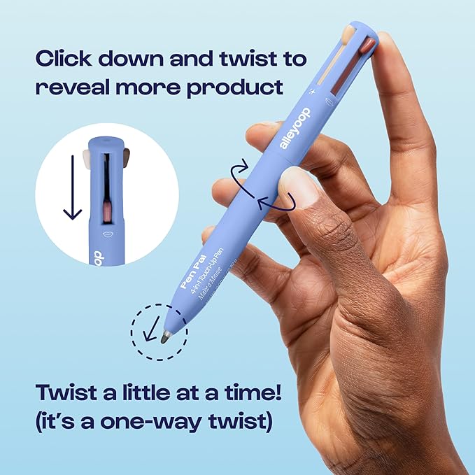 Alleyoop Pen Pal Touch-Up 4-in-1 Makeup Pen, Make A Mauve (Light - Medium) - Travel Make Up Set with Eyeliner, Brow Pencil, Highlighter & Lip Liner - High-Pigment Formula, Easy & Smooth Application