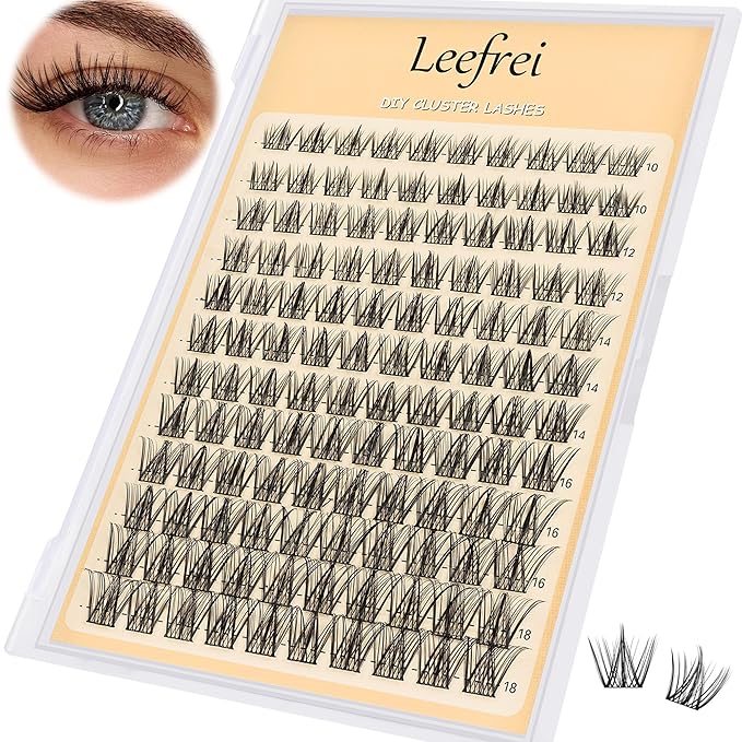 Eyelash Clusters 10-18mm Wispy Eyelash Clusters D Curl DIY Lash Extension Natural Lash Clusters Individual Lashes (LF02 Lashes Only)