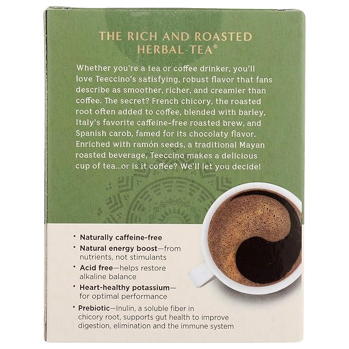 Teeccino French Roast Herbal Tea - Rich & Roasted Herbal Tea That’s Caffeine Free & Prebiotic for Natural Energy, Coffee Alternative, 10 Tea Bags (Pack of 6)