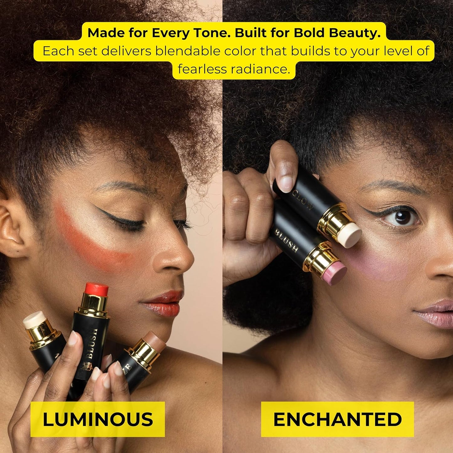 Cream Contour Stick Set – Blush, Bronzer & Highlighter Trio | Hydrating, Buildable, High-Pigment Makeup with Shea Butter & Vitamin E | Phoenix Beauty Gift Set (Luminous)