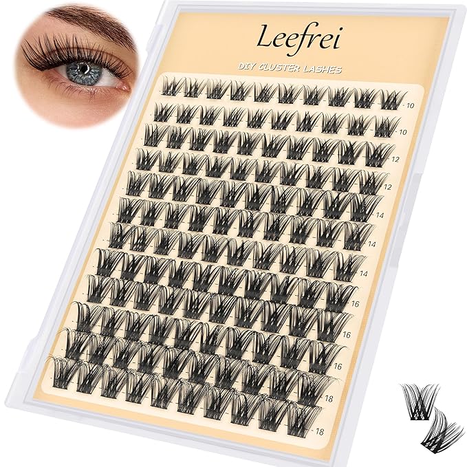 Eyelash Cluster 10-18mm Wispy Eyelash Clusters D Curl DIY Lash Extension Natural Lash Clusters Individual Lashes (LF01 Lashes Only)