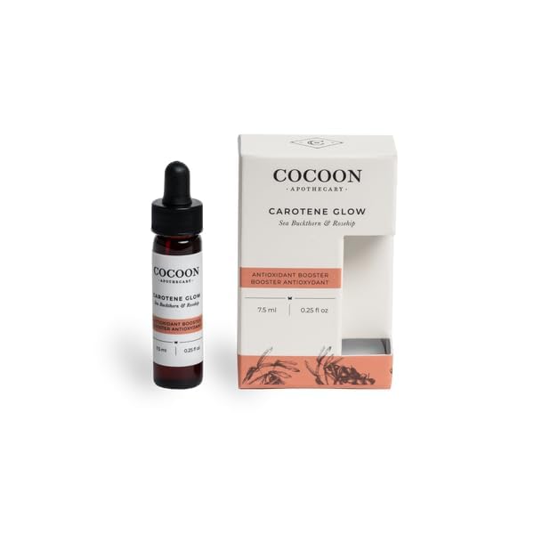 0.25 fl oz Carotene Glow Antioxidant Booster, Ecocert Cosmos Natural | Antioxidant Booster For mature, dull, dry, or dehydrated skin | Rosehip, Sea Buckthorn, Pomegranate & Frankincense CO2
