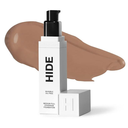 HIDE PREMIUM Liquid Foundation, SEE SHADE FINDER Below For Perfect Match, Multi-Use Waterproof Foundation, Medium/Full Coverage Foundation, Oil Free – We Have a Shade For All Skin Types, 1 fl. Oz. (Sand)