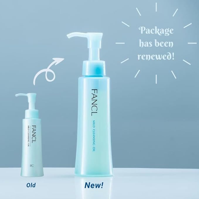 FANCL Mild Cleansing Oil, Japanese Facial Cleansing Oil, Makeup Remover, Oil Cleanser, 100% Preservative Free, Clean Skincare for Sensitive Skin [US Package] (1, Blue)