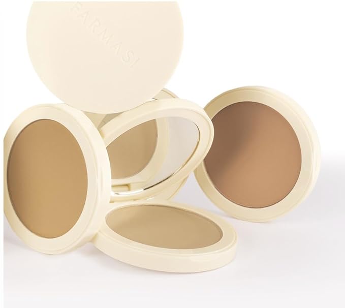 FARMASI Makeup BB All in One Powder, Lightweight, Long-Lasting Medium-Full Coverage with Flawless Finishing, will Look More Natural and Smooth Than Ever, 0.5 oz, Warm Medium