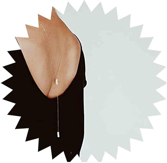 Boho Pearl Back Chain Necklace Gold Backdrop Necklace Body Chain Summer Beach Body Jewelry for Women and Girls Gifts