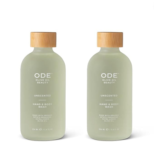 McEvoy Ranch Unscented Hand & Body Wash (2-pack) by ODE Olive Oil Beauty, Organic EVOO, California Made, Nourishing Foaming Wash