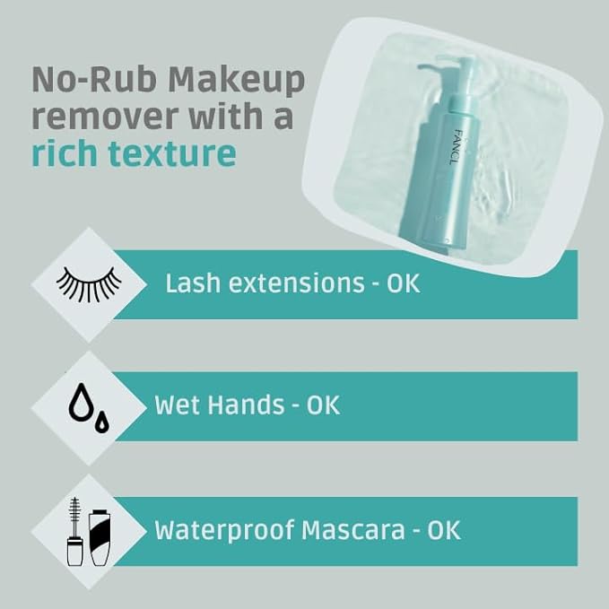 FANCL Mild Cleansing Oil, Japanese Facial Cleansing Oil, Makeup Remover, Oil Cleanser, 100% Preservative Free, Clean Skincare for Sensitive Skin [US Package] (1, Blue)