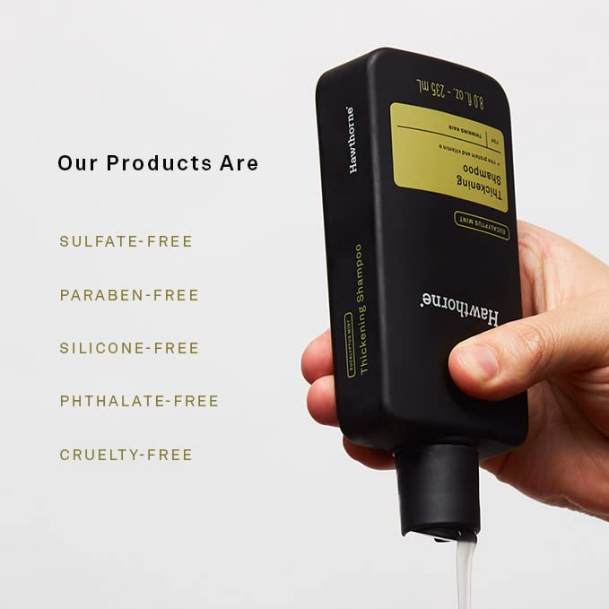 Hawthorne Men's Thickening Shampoo for Thinning Hair. Fight Hair Loss with Rice Protein & Vitamin E. Strengthens Hair Follicles to Reduce Breakage. Mint and Eucalyptus Scent. 8 fl. oz. 2-Pack.