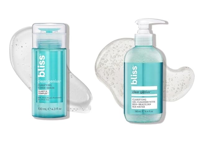 Bliss Daily Acne Routine Kit (2pc Set) Cleanse and Tone for Acne, Pores