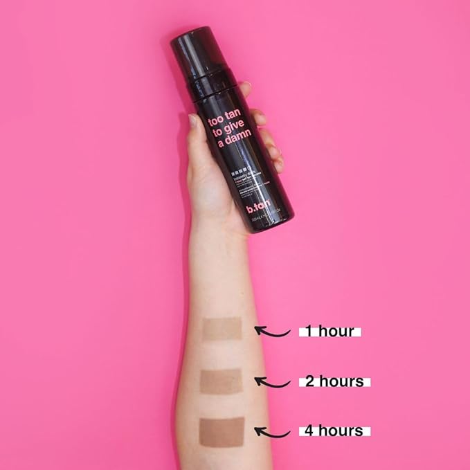 b.tan Ultra Dark Self Tanner Mousse | Too Tan - Best, 1 Hour Express Sunless Tanning Foam, Gold Bronzing Glow, No Fake Tan Smell, Face & Body, Vegan, Cruelty & Paraben Free, 6.7 Fl Oz