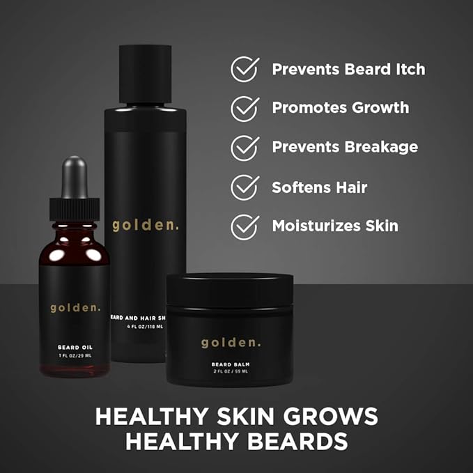 Golden Grooming Co. Complete Men's Grooming Gift Set - Beard Oil, Face & Body Wash, Shampoo, Balms, Moisturizer, Scrub & More