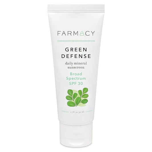 Farmacy Mineral Face Sunscreen SPF 30 - Broad Spectrum Zinc Oxide Sunscreen for Face - Daily Defense Sheer Mineral SPF for Sensitive Skin - Absorbs Quickly + Leaves No White Cast (50ml)