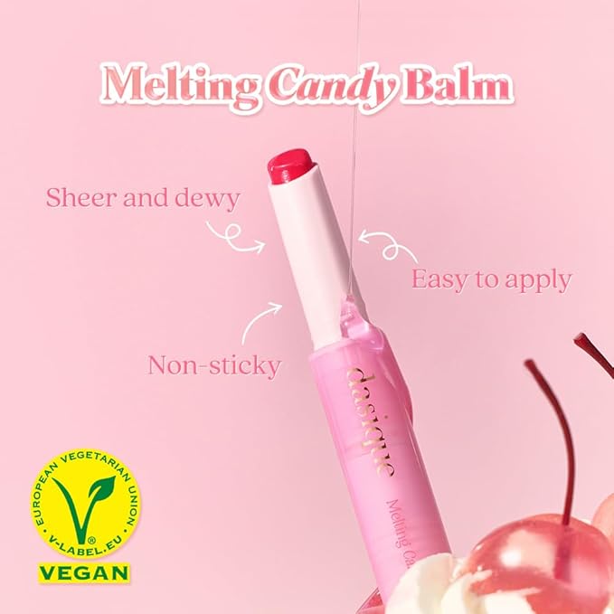 Dasique Melting Candy Balm (#07 Cherry Fizz) | Glossy Balm | Moisturizing | For dry Lips | Vegan