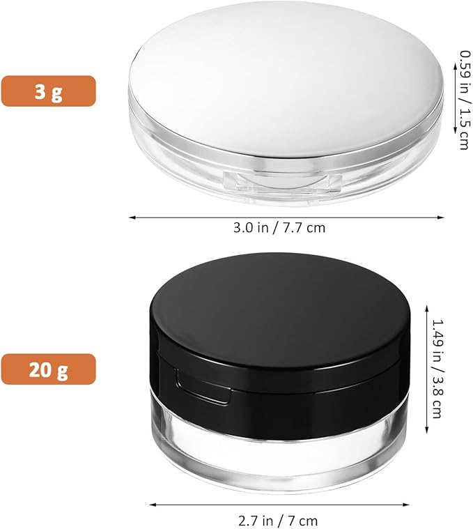 Beaupretty 2 Pieces Loose Powder Container with Puff Loose Powder Compact Case Empty Powder Case Reusable Plastic Empty Powder Case with Mirror (0.1/0.7 oz)