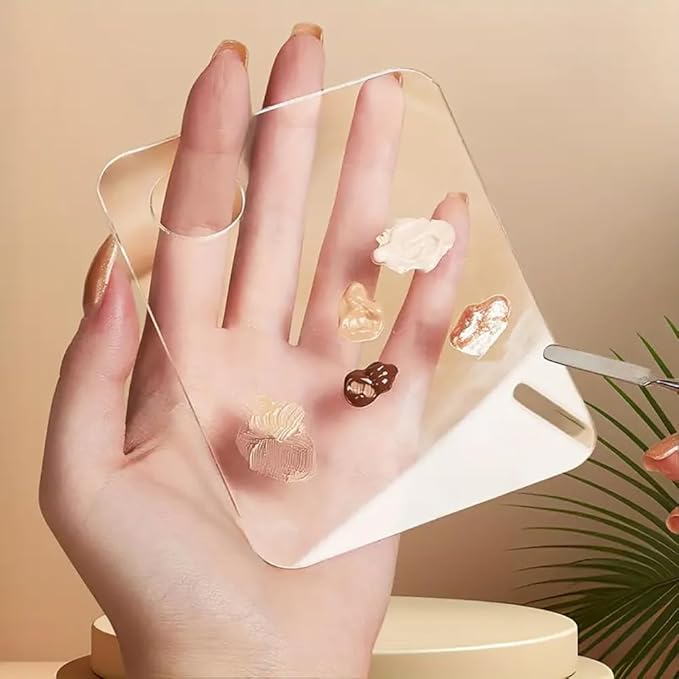 2pcs Acrylic Makeup Palette, Cosmetic Makeup Mixing Tray with 2pcs Spatula Tool, Foundation Makeup Palette for Nail Art Eye Shadow Pigment Blending (Rectangle)