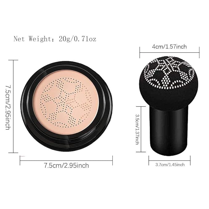 Air Cushion CC Cream Mushroom Head Foundation, Moisturizing BB Cream Makeup Long Lasting Matte Concealer (2 PCS Natural)