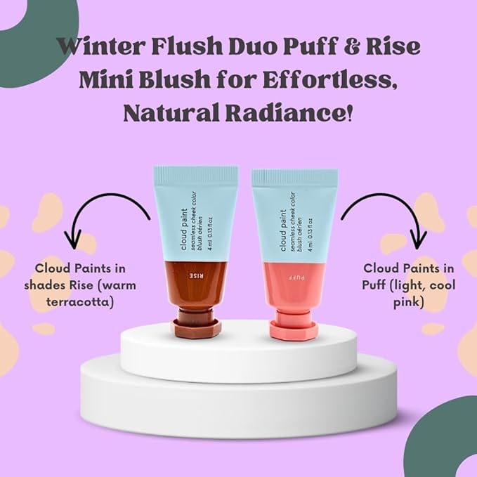 Glossier Mini Cloud Paint Gel Cream Blush Duo:: Rise (Warm Terracotta) and Puff (Light, Cool Pink)
