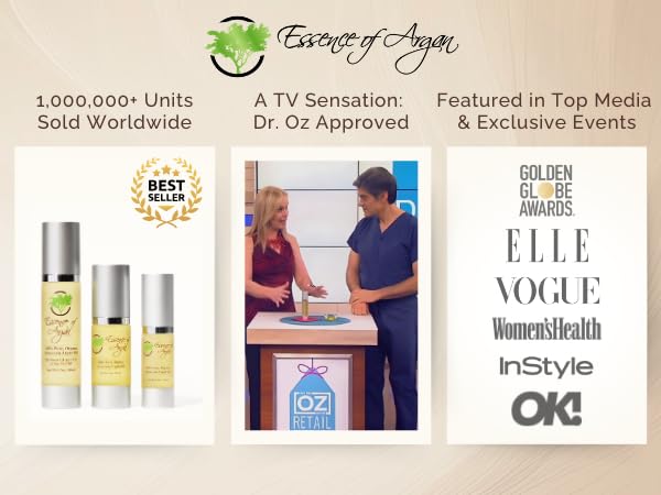 Essence Of Argan 100% Pure Moroccan Organic Argan Oil - Natural EcoCert Oil that Nourishes, Conditions and Moisturizes Your Skin, Hair and Nails