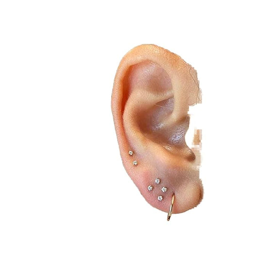 Boho Circle Hoop Earrings Gold Cz Studs Earrings Rhinestone Multiple Piercing Earrings Set Vintage Huggie Hoop Earrings Jewelry for Women and Girls