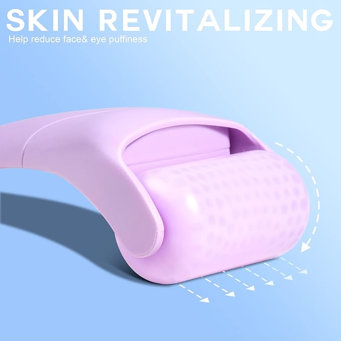 Teenitor Purple Ice Roller for Face, Anxiety Relief Items, Ice Face Roller Skin Care, Cold Roller for Puffiness, Roller Freezer Facial Massager Skin Care Tools
