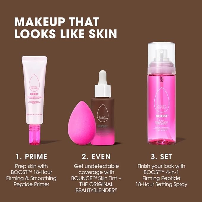 Beautyblender 12-Hour Always on Radiant Skin Tint, Breathable Serum Foundation Stays Put for All Day Long Wear, Infused with Hyaluronic Acid & Niacinamide, Deep 3