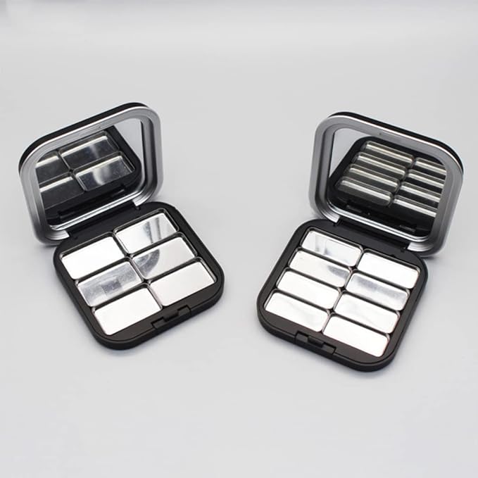 2pcs Empty Magnetic Eyeshadow Palette, Small Makeup Palette Lipstick Compact Containers Cosmetic Sample Storage Cases Magnetic Pallete for Makeup