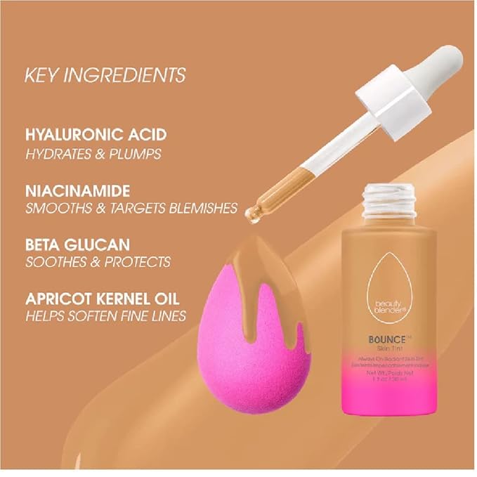 Beautyblender 12-Hour Always on Radiant Skin Tint, Breathable Serum Foundation Stays Put for All Day Long Wear, Infused with Hyaluronic Acid & Niacinamide, Tan 2