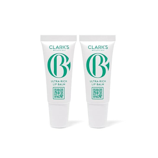 Clark's Botanicals Mini Ultra Rich Lip Balm: Travel Size Plumping Moisturizer with Collagen and Shea, Mango & Avocado Butter + Vitamin E, Stimulating Organic Lip Treatment | 0.13 fl oz (Pack of 2)