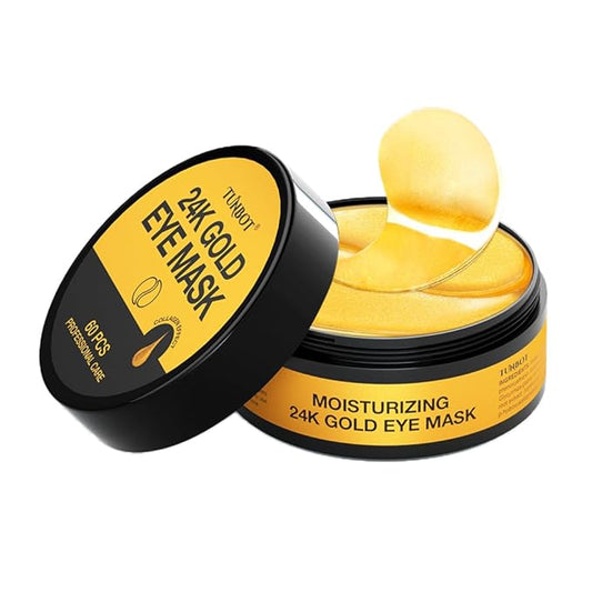 24K Gold Eye Mask - 60 Pieces, Collagen Hyaluronic Acid Eye Mask, Anti-aging, Remove Dark Circles, Puffiness and Wrinkles, Refreshes Skin, Suitable for Both Men and Women