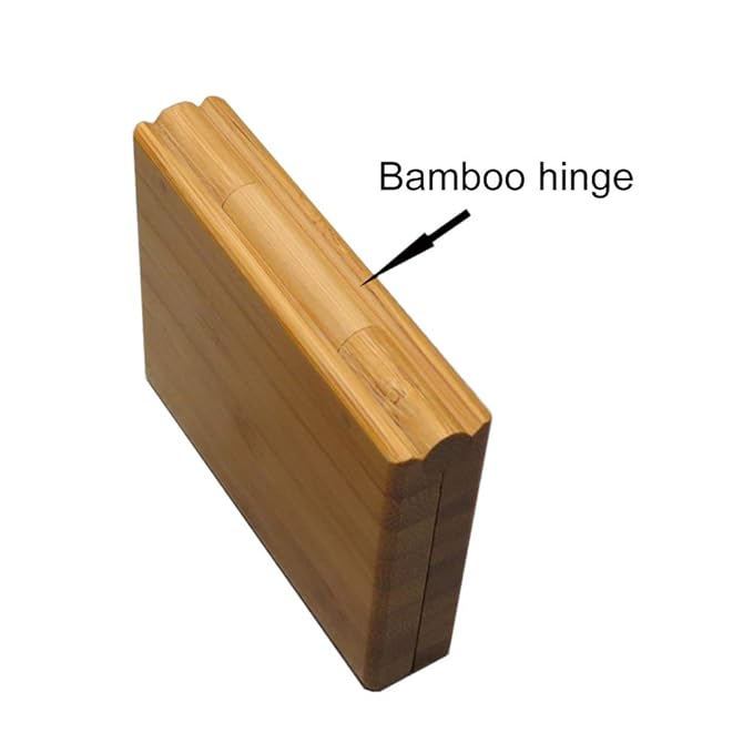 1 Piece Bamboo Empty Eye Shadow Case Box Double Grid Tinplate Palette Pans Bamboo Eyeshadow Case Magnetic Eyeshadow Palette Cosmetics Organizer Container with Makeup Brush for Eye Shadow Blush Powder