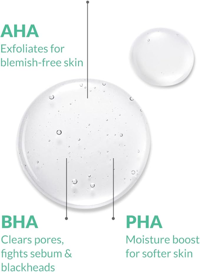AHA BHA PHA Purifying Refresh Toner - Skin Trouble Eraser, Immediate Exfoliation & Sebum Removal - Contains Niacinamide for Breakouts - Removes Blocked Sebum & Dead Skin Cells, 6.76 f l. oz