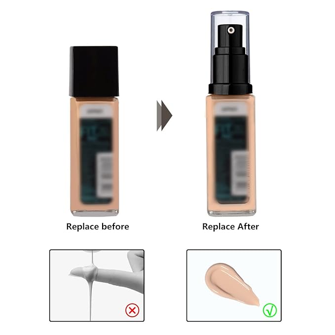 Chris.W 2Pack Foundation Pump Compatible with Maybelline Fit Me Liquid Foundation Makeup (Black+Black)